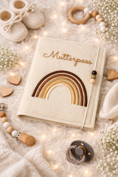 Mutterpasshülle creme Regenbogen braun