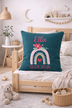 Personalisiertes Kissen Boho Regenbogen