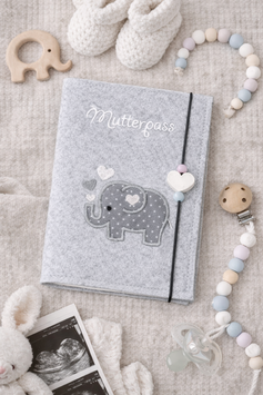Mutterpasshülle hellgrau Elefant