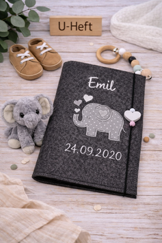 U-Hefthülle Elefant dunkelgrau mint