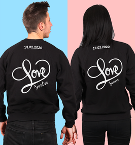 2 x SWEATSHIRTS "LOVELY" + WUNSCHNAMEN UND DATUM