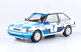 Mazda 323 4WD #7 Swedish Rallye 1989 Carlsson / Carlsson weiss / blau / Decor