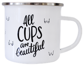 Emailletasse "All Cups are beautiful"