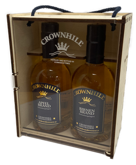 Holzkassette mit Acrylglas-Tür für 2 Stk. 0,35 Liter Flaschen