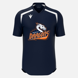 MACRON WYRM Shootingshirt Navy-Weiß mit Wunschname und Dragons Marzahn Logo und Dragons Marzahn Schriftzug