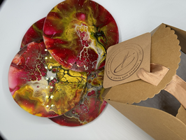 UNTERSETZER ROT-GOLD