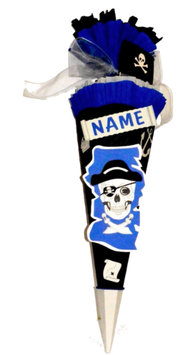 Schultüte Totenkopf schwarz blau grau