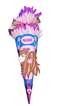 Schultüte Pferd blau rosa pink