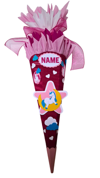Schultüte Einhorn Wolken pink