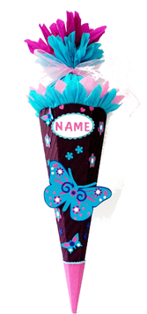 Schultüte Schmetterling lila pink türkis