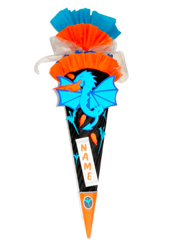 Schultüte Drache schwarz blau orange