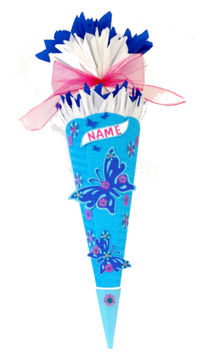 Schultüte Schmetterling mittelblau blau pink