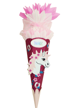 Schultüte Pferd pink rosa weiß