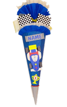 Schultüte Rennwagen blau grau