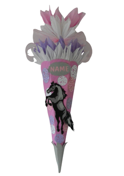 Schultüte Pferd rosa schwarz