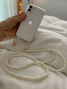 Handyhülle transparent mit edlem Perlenband