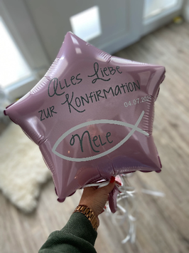 5/ Ballon personalisiert rosa metallic/grau