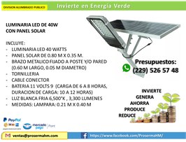Luminarias Led de 40W Alumbrado publico c/Panel Solar