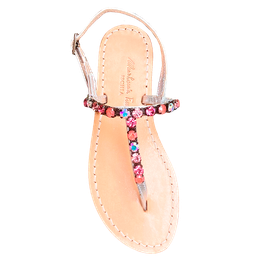 Sandali gioiello "vietri"colore rosa e argento.