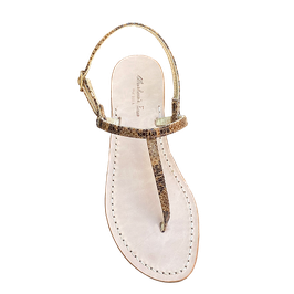 Sandali artigianali semplici "Ermes" marrone pitonato.