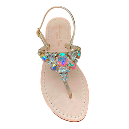 Sandali artigianali "Nausica" d'orati con cristalli bianchi boreali.