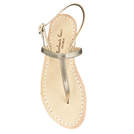 Sandali Basic Minimal "Ermes" colore Oro Platino con tacco di 1 cm. Sandali artigianali capresi di alta qualità realizzati a mano in nappa colore oro platino con tacco di 1 cm