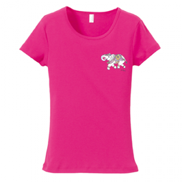 アシュトシュ・クマール君デザイン「象」rucca 6.2oz CVCフライス Tシャツ（レディース）ピンク