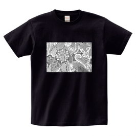 ディワーカル君デザイン「草と花」printstar ヘビーウェイトTシャツ　ブラック