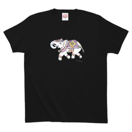 アシュトシュ・クマール君デザイン「象」　Printstar ハイグレードTシャツ　メンズ　ブラック
