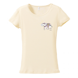 アシュトシュ・クマール君デザイン「象」rucca 6.2oz CVCフライス Tシャツ（レディース）ナチュラル