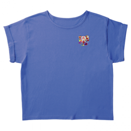 ラディカ・クマーリちゃんデザイン「象と花」TRUSS ロールアップTシャツ（レディース）ブルー