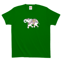 アシュトシュ・クマール君デザイン「象」　Printstar ハイグレードTシャツ　メンズ　グリーン