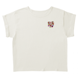 ラディカ・クマーリちゃんデザイン「象と花」TRUSS ロールアップTシャツ（レディース）オフホワイト