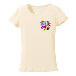 ラディカ・クマーリちゃんデザイン「象と花」rucca 6.2oz CVCフライス Tシャツ（レディース）ナチュラル