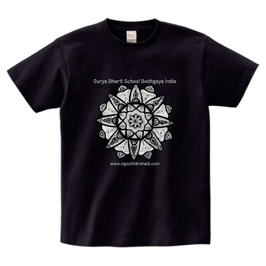 スシャント君デザイン「蓮の花」printstar ヘビーウェイトTシャツ　ブラック（文字あり、学校名・HP）