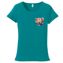 ラディカ・クマーリちゃんデザイン「象と花」rucca 6.2oz CVCフライス Tシャツ（レディース）アップルグリーン