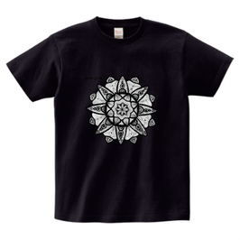 スシャント君デザイン「蓮の花」printstar ヘビーウェイトTシャツ　ブラック