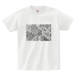ディワーカル君デザイン「草と花」printstar ヘビーウェイトTシャツ　ホワイト