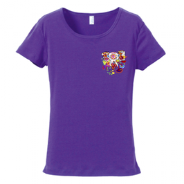 ラディカ・クマーリちゃんデザイン「象と花」rucca 6.2oz CVCフライス Tシャツ（レディース）パープル