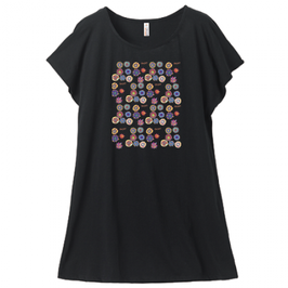 ショバ・クマーリちゃんデザイン「花」ミニ丈Tシャツワンピース・レディース（Mサイズ ）ブラック