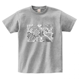 ディワーカル君デザイン「草と花」printstar ヘビーウェイトTシャツ　グレイ