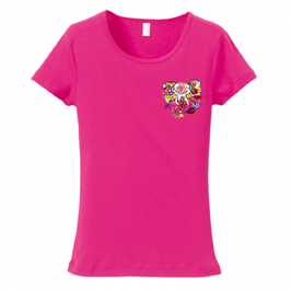 ラディカ・クマーリちゃんデザイン「象と花」rucca 6.2oz CVCフライス Tシャツ（レディース）トロピカルピンク