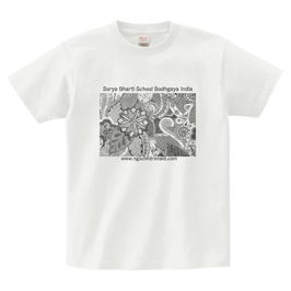 ディワーカル君デザイン「草と花」printstar ヘビーウェイトTシャツ　ホワイト（文字あり、学校名・HP）