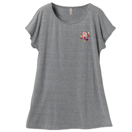 ラディカ・クマーリちゃんデザイン「象と花」ミニ丈Tシャツワンピース・レディース（Mサイズ ） グレイ