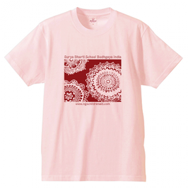 シワ二・クマーリちゃんデザイン「花」シルクスクリーン　Ｔシャツ　ベイビーピンク