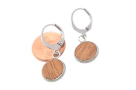 Ohrringe, 10mm, Paar, Edelstahl, Teak