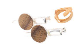 Seitenspange , mini Haarspange , Krokodilklammer / Paar / haarfreundlich/ 45mm / 16mm / Intarsie / Walnuss