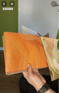 echte Blatt Tapete "Fuki", orange, glitzer*