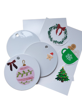 DIY Ronde Kerst tegels- 3 ronde keramische tegels+ kerst pdf/ voor Laser printer