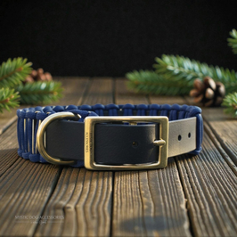 BioThane Mix Halsband Marine Blue / Gold